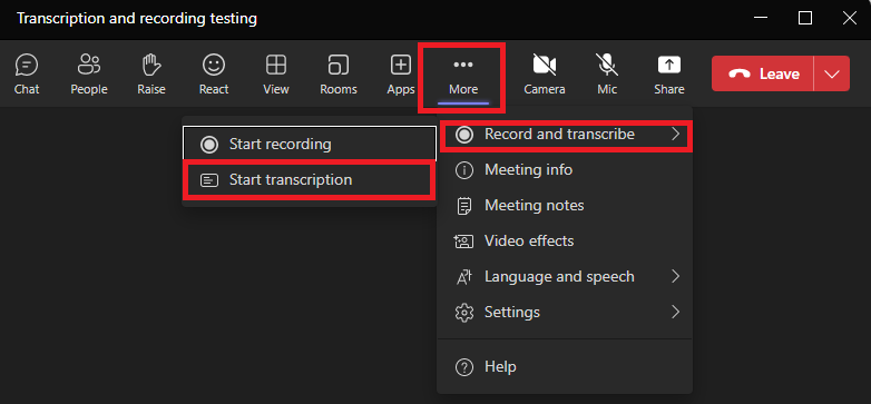 how to transcribe audio to text teams